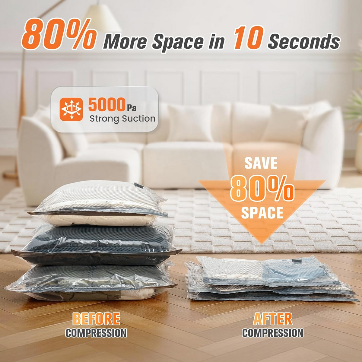 Vacuva™ - Compresses Bulky Bedding and Clothing Neatly