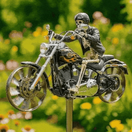 Vespero™ - Wind-Ready Garden Spinner With Skeletal Rider