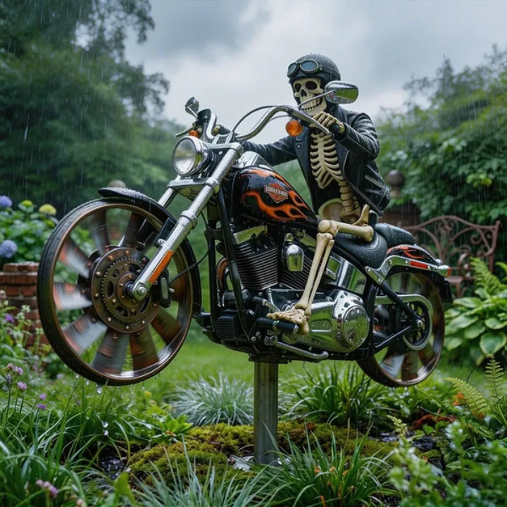 Vespero™ - Wind-Ready Garden Spinner With Skeletal Rider