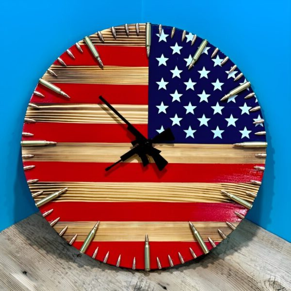 Hearthon™ - Distressed Wood Clock for Patriotic Spaces