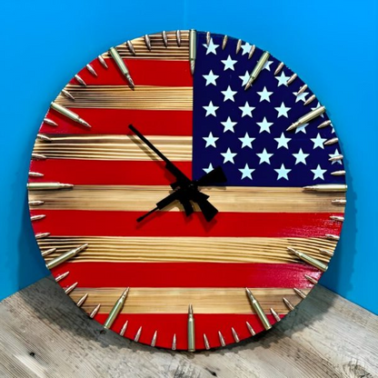 Hearthon™ - Distressed Wood Clock for Patriotic Spaces