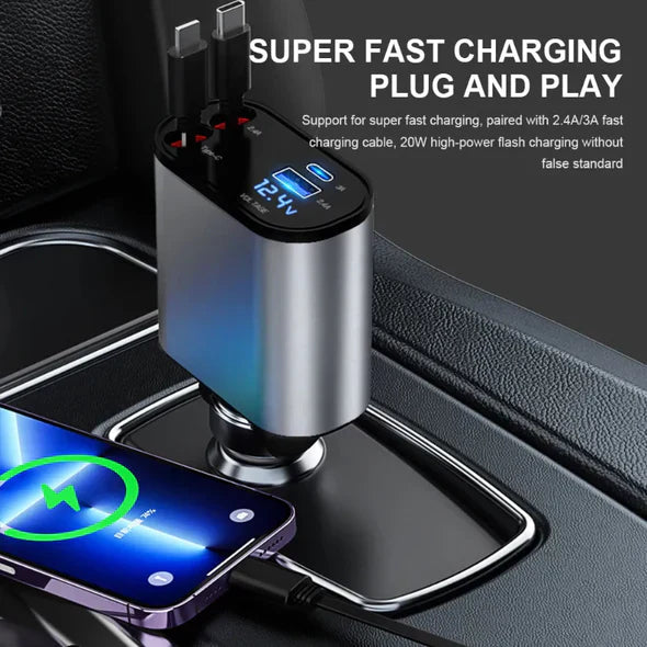 Lumora™ - Tidy Dual-Retractable Car Charging Solution