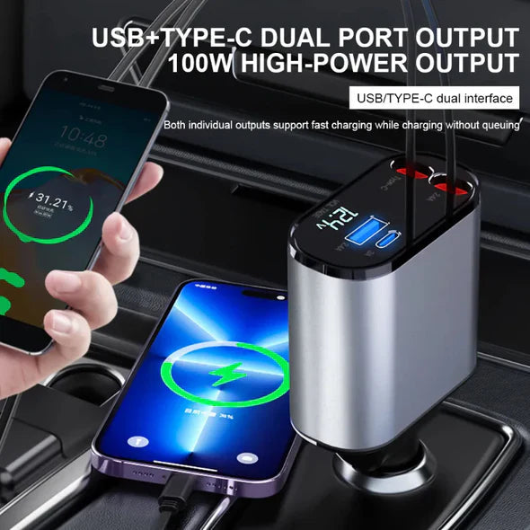 Lumora™ - Tidy Dual-Retractable Car Charging Solution