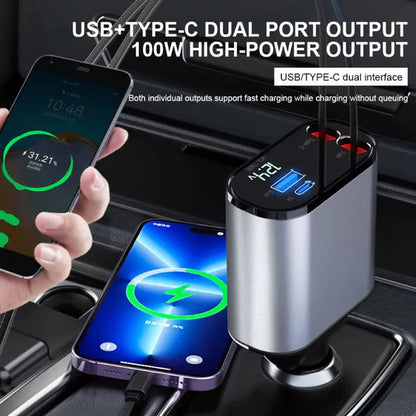 Lumora™ - Tidy Dual-Retractable Car Charging Solution