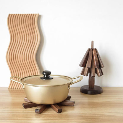 Sylven™ - Sculpted Walnut Trivet Set for Tabletop Protection