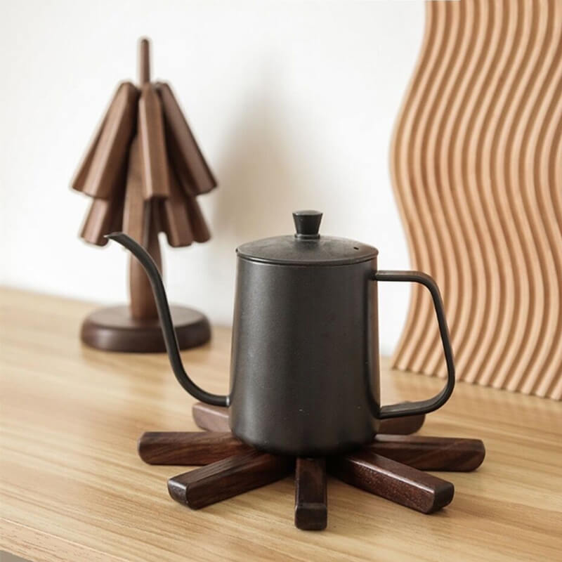 Sylven™ - Sculpted Walnut Trivet Set for Tabletop Protection