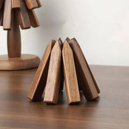 Sylven™ - Sculpted Walnut Trivet Set for Tabletop Protection