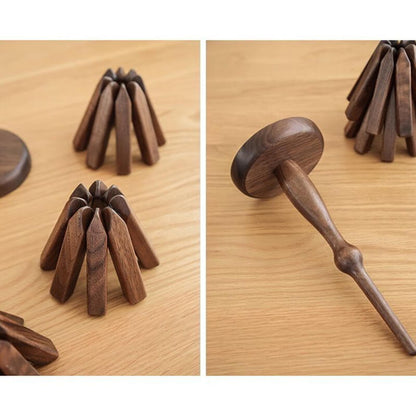 Sylven™ - Sculpted Walnut Trivet Set for Tabletop Protection