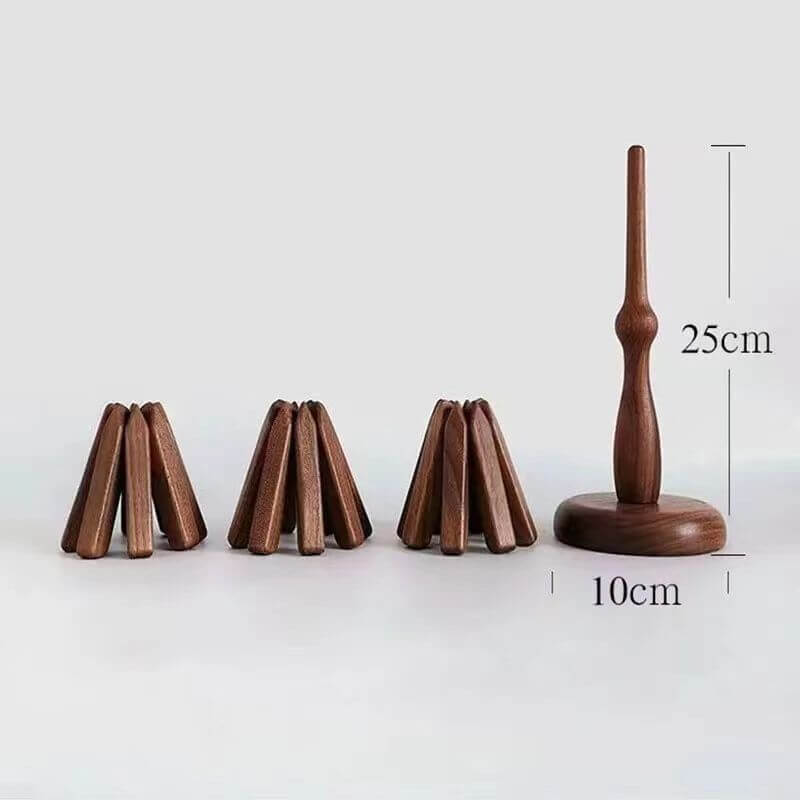 Sylven™ - Sculpted Walnut Trivet Set for Tabletop Protection