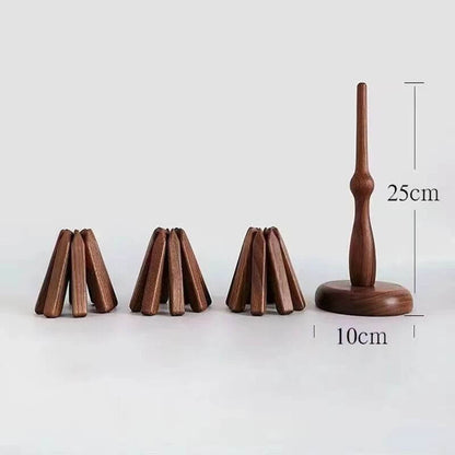 Sylven™ - Sculpted Walnut Trivet Set for Tabletop Protection