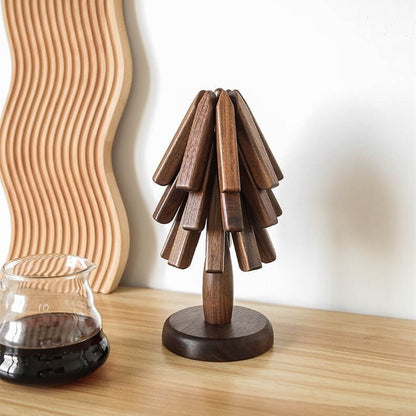 Sylven™ - Sculpted Walnut Trivet Set for Tabletop Protection