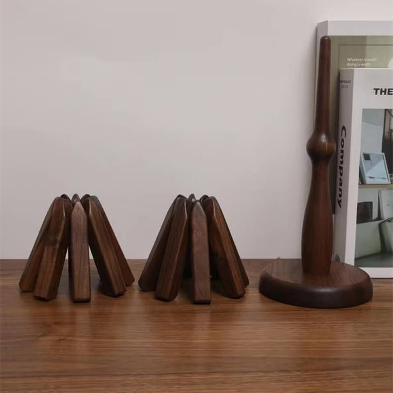 Sylven™ - Sculpted Walnut Trivet Set for Tabletop Protection