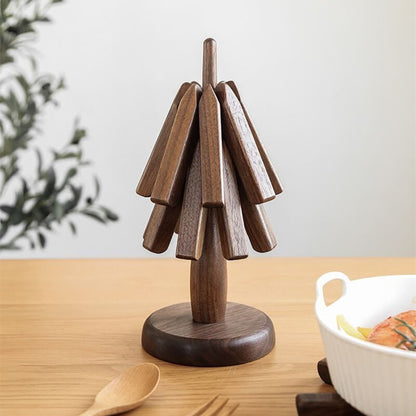 Sylven™ - Sculpted Walnut Trivet Set for Tabletop Protection