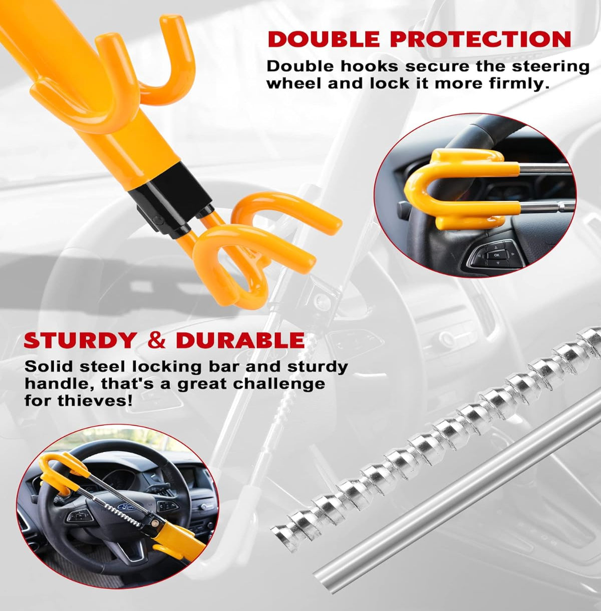 Guardex™ - Visible Anti-Theft Steering Lock for Cars