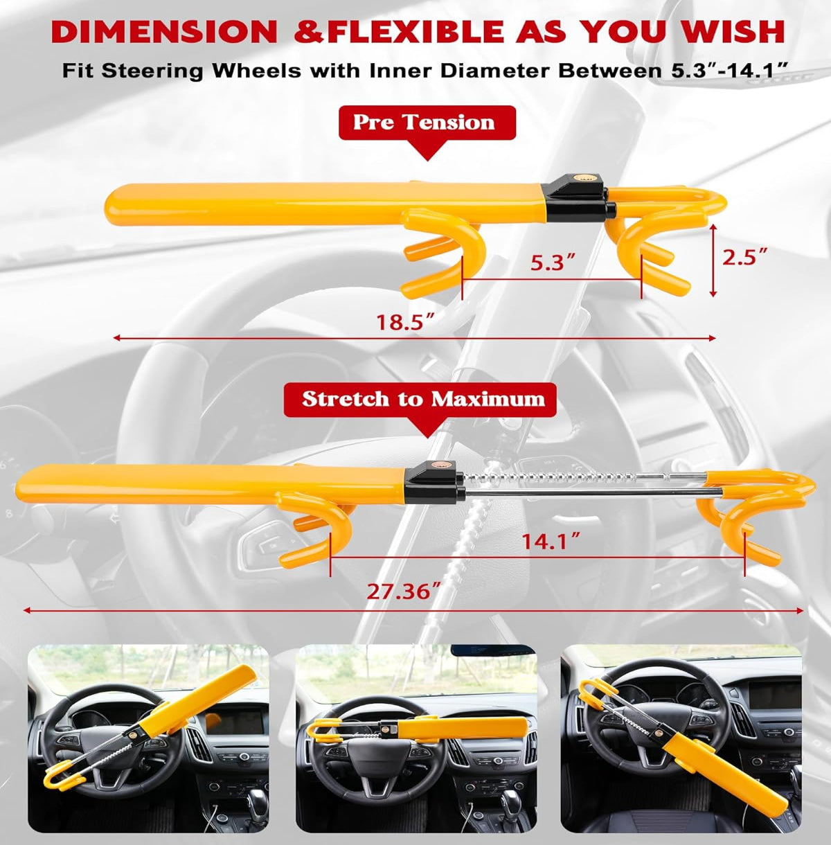 Guardex™ - Visible Anti-Theft Steering Lock for Cars