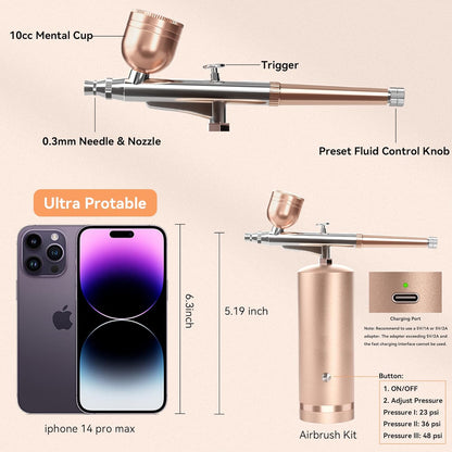 Aervio™ - Cordless Airbrush Kit For Precise, Portable Spraying
