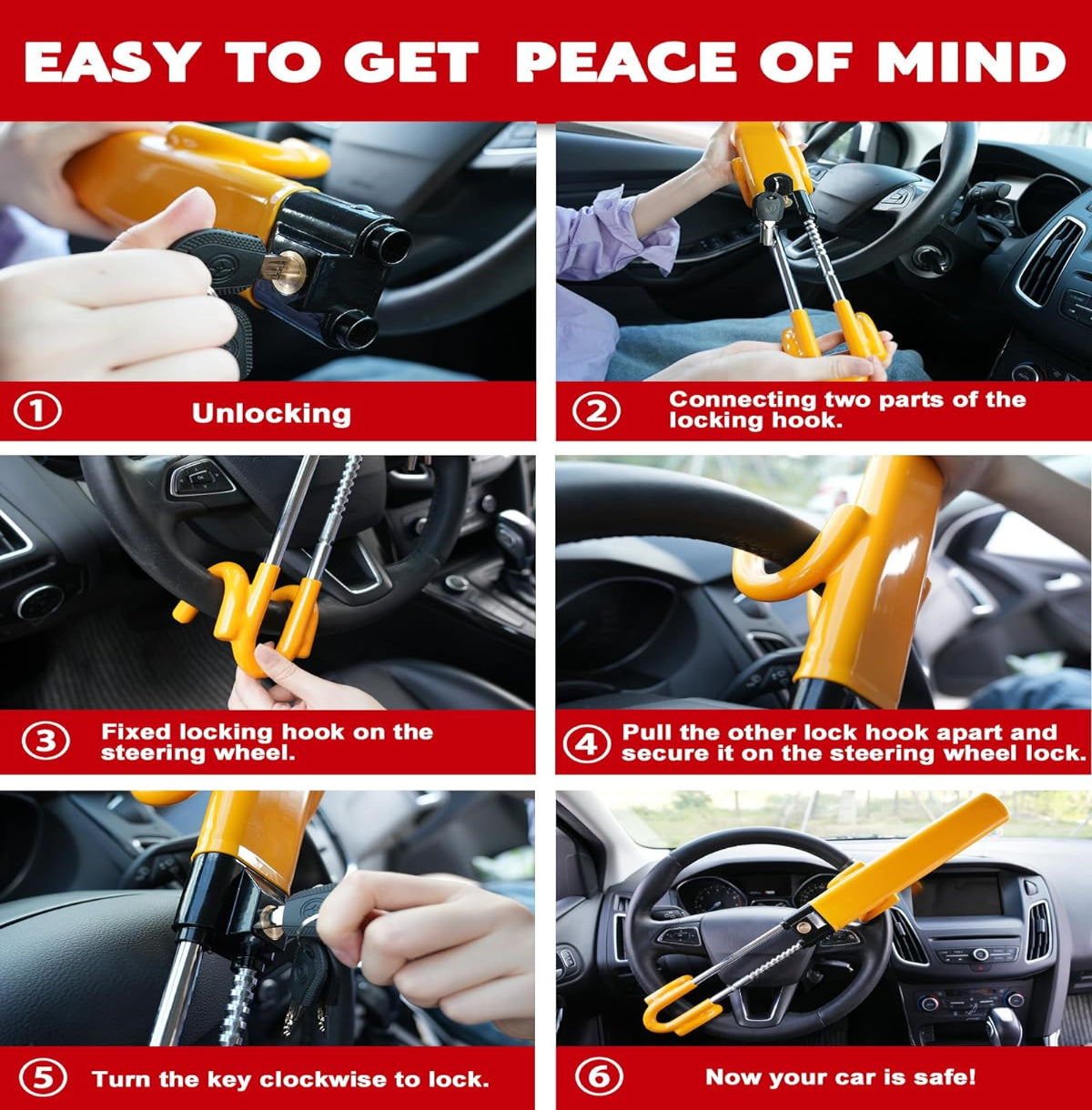 Guardex™ - Visible Anti-Theft Steering Lock for Cars