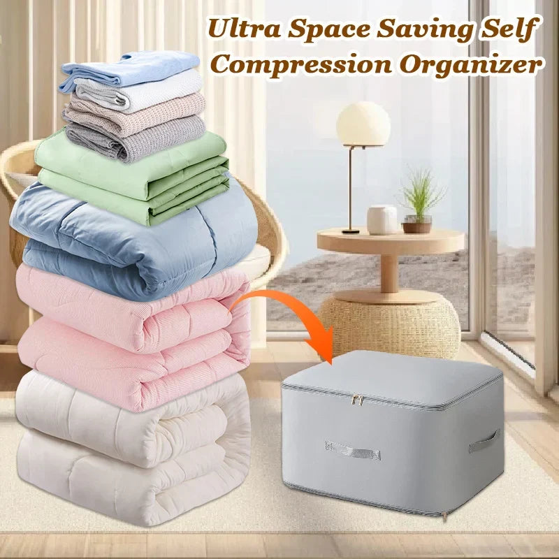 Packly™ - Compresses Bulky Linens for Neat Storage