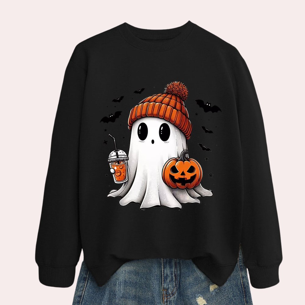 Spooka™ - Cozy Ghost & Pumpkin Sweatshirt For Fall