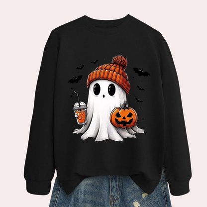 Spooka™ - Cozy Ghost & Pumpkin Sweatshirt For Fall