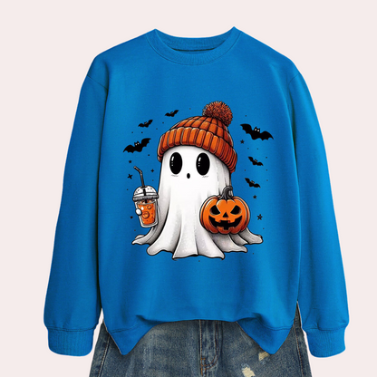 Spooka™ - Cozy Ghost & Pumpkin Sweatshirt For Fall