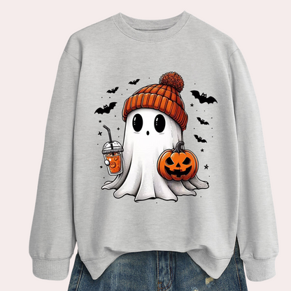 Spooka™ - Cozy Ghost & Pumpkin Sweatshirt For Fall