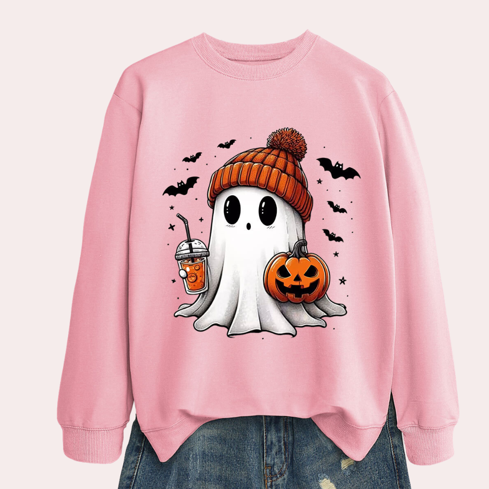 Spooka™ - Cozy Ghost & Pumpkin Sweatshirt For Fall