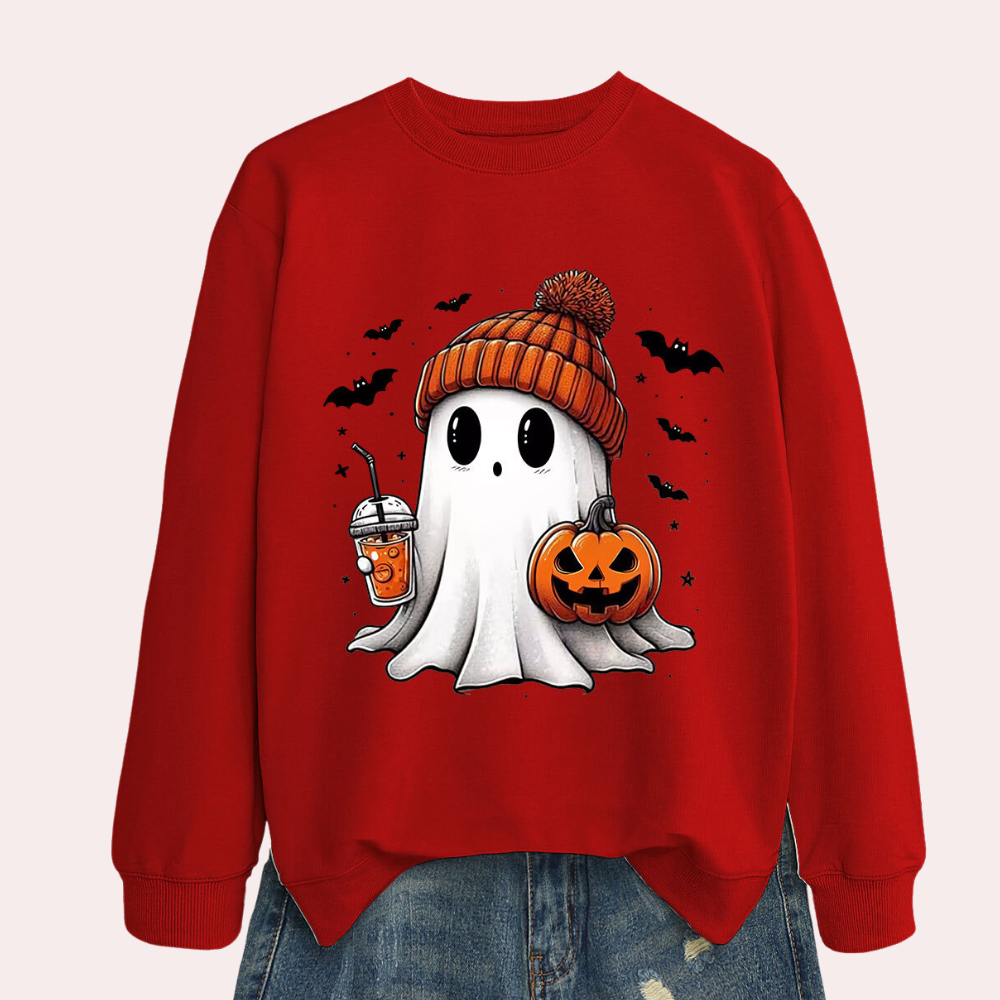 Spooka™ - Cozy Ghost & Pumpkin Sweatshirt For Fall