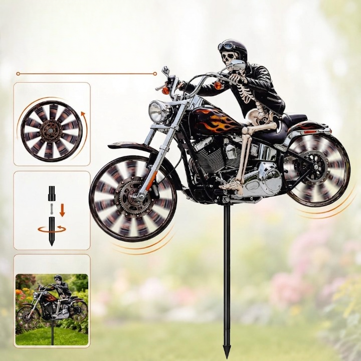 Vespero™ - Wind-Ready Garden Spinner With Skeletal Rider