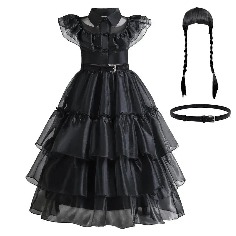 Veloria™ - Gothic Mid-Calf Cake Gown for Costume Play