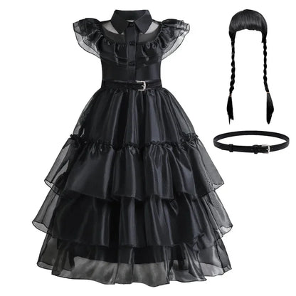 Veloria™ - Gothic Mid-Calf Cake Gown for Costume Play