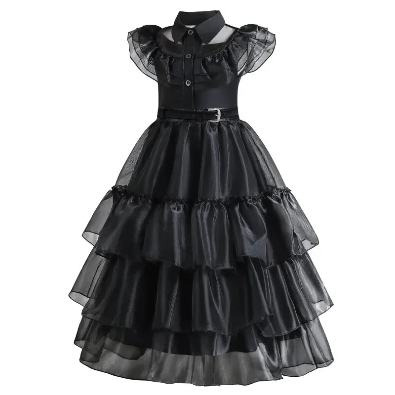 Veloria™ - Gothic Mid-Calf Cake Gown for Costume Play