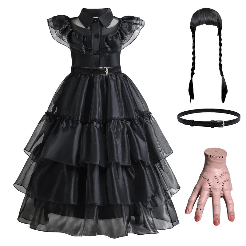 Veloria™ - Gothic Mid-Calf Cake Gown for Costume Play
