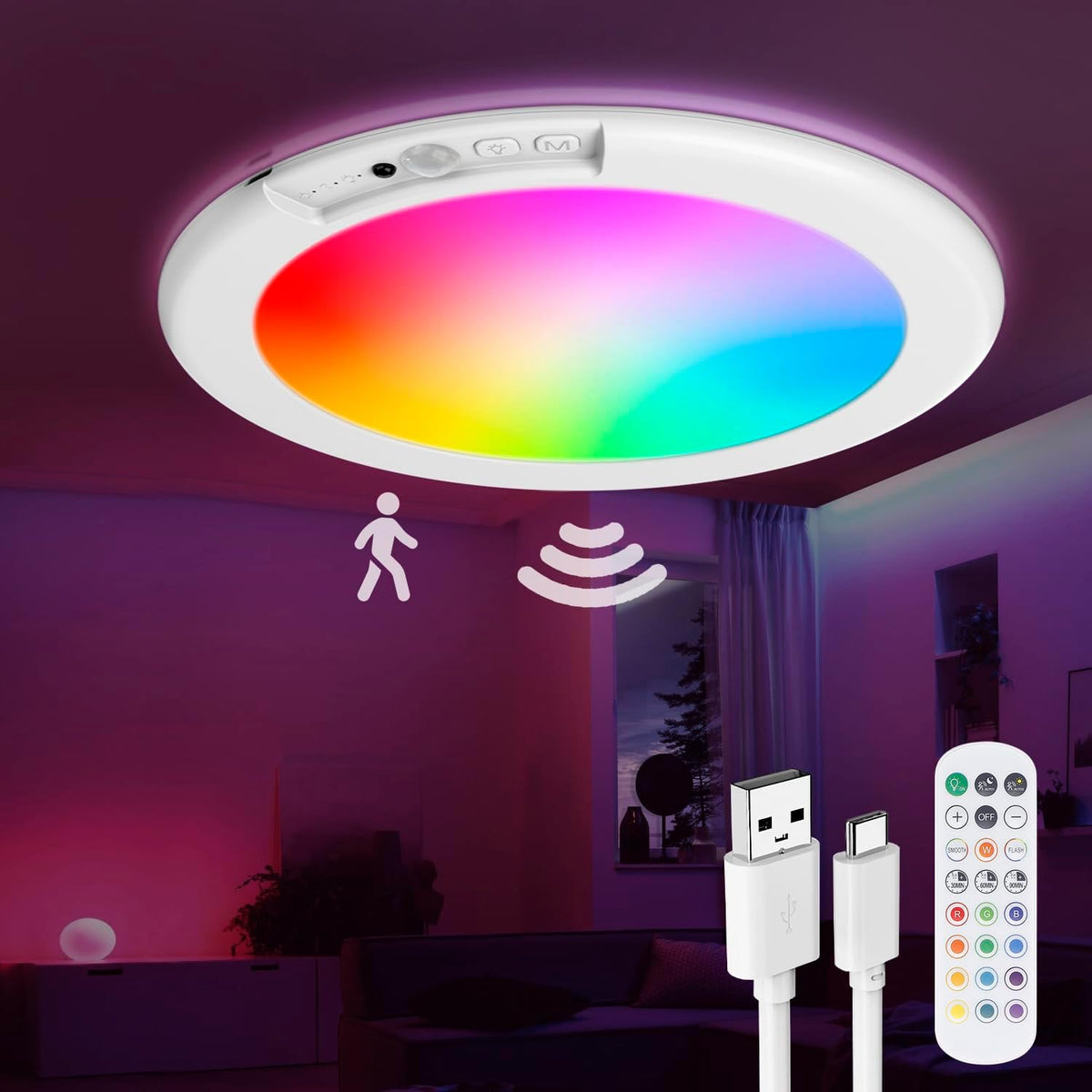 Lumae™ - Hands-Free Rechargeable Ceiling Light for Closets