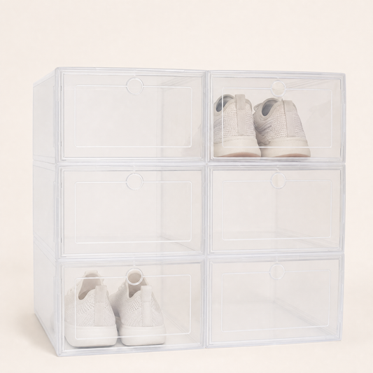 6-Pack Stackable Clear Shoe Storage Boxes
