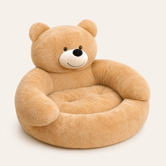 Bear-Shaped Plush Pet Bed