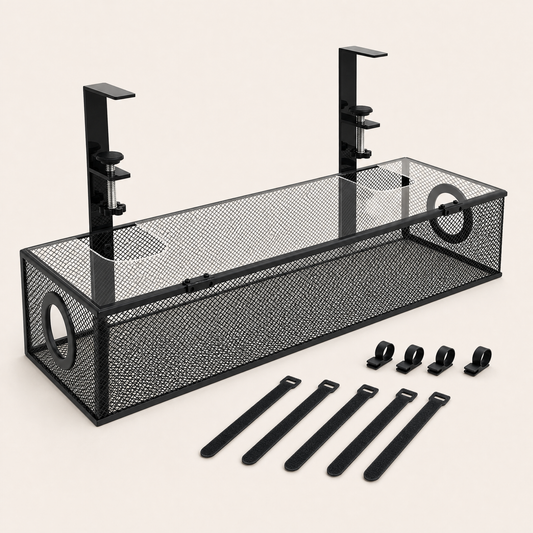 Under-Desk Storage Organizer with Cable Management
