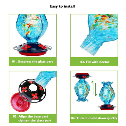 Marisol™ - Ocean Blue Glass Feeder For Hummingbirds