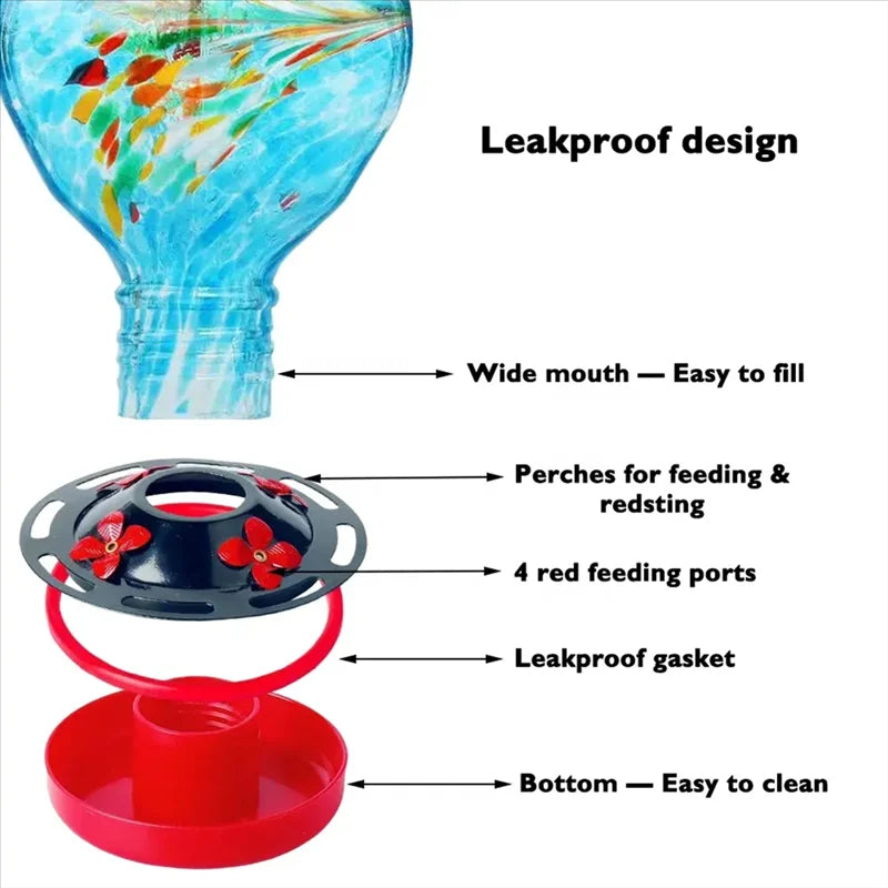 Marisol™ - Ocean Blue Glass Feeder For Hummingbirds