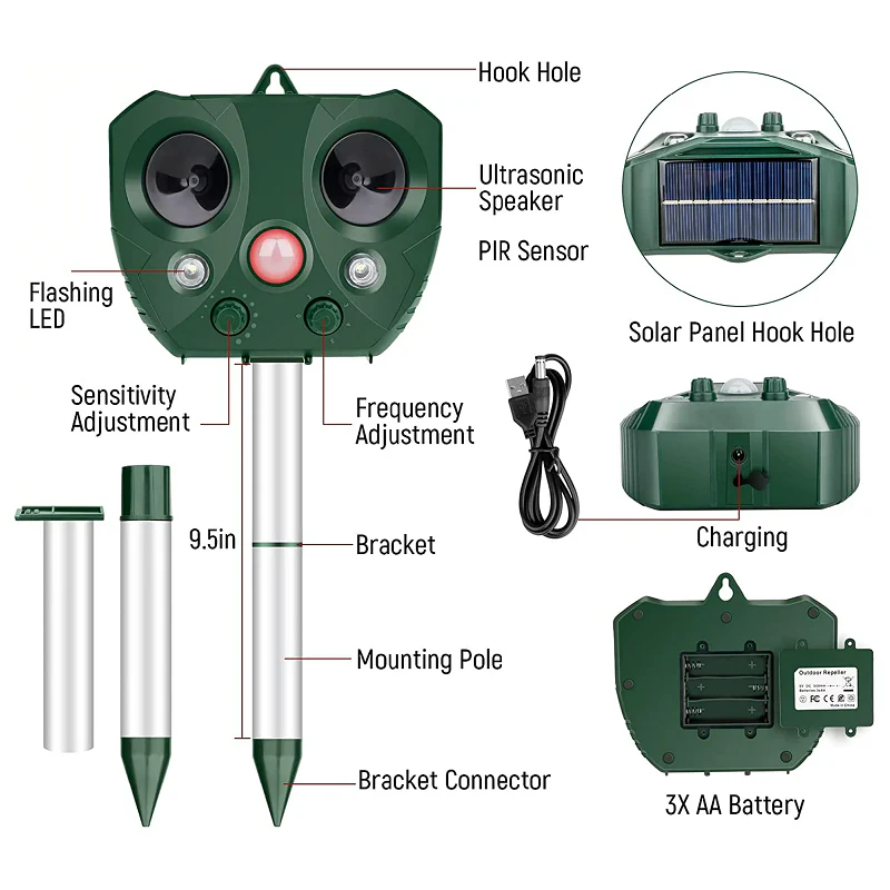 Aviaro™ - Quiet Solar Deterrent for Garden Areas