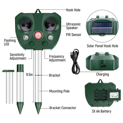 Aviaro™ - Quiet Solar Deterrent for Garden Areas