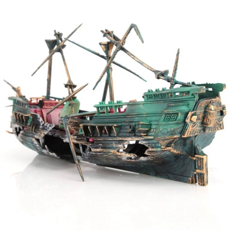 Abyssal™ - Hand-Painted Shipwreck Centerpiece for Aquariums