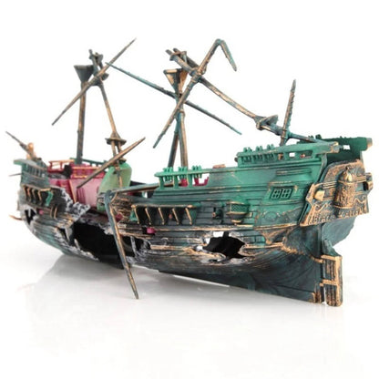 Abyssal™ - Hand-Painted Shipwreck Centerpiece for Aquariums