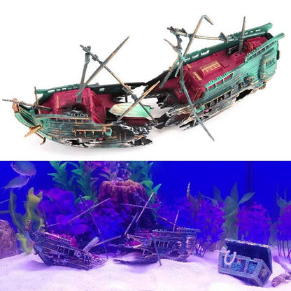 Abyssal™ - Hand-Painted Shipwreck Centerpiece for Aquariums