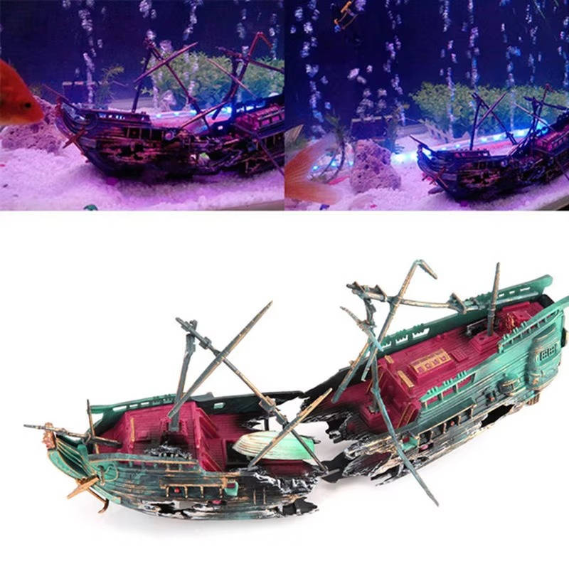 Abyssal™ - Hand-Painted Shipwreck Centerpiece for Aquariums