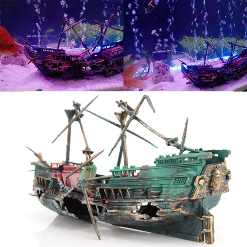 Abyssal™ - Hand-Painted Shipwreck Centerpiece for Aquariums
