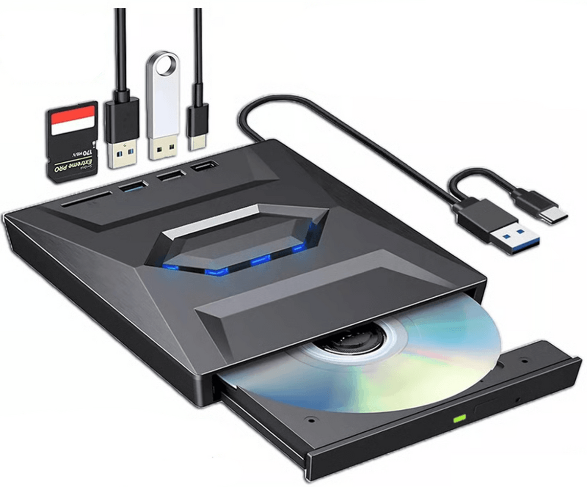 Clyro™ - Slim External Drive for Discs, Cards and Backups