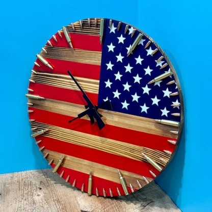 Hearthon™ - Distressed Wood Clock for Patriotic Spaces