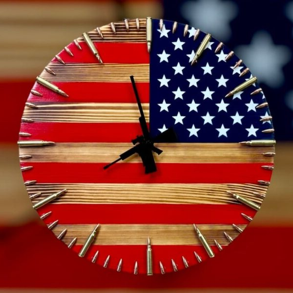 Hearthon™ - Distressed Wood Clock for Patriotic Spaces