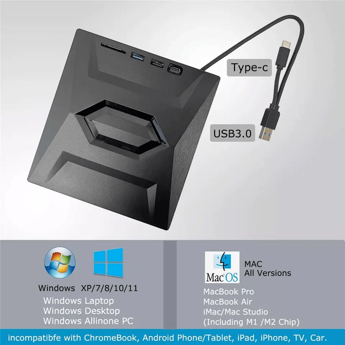 Clyro™ - Slim External Drive for Discs, Cards and Backups